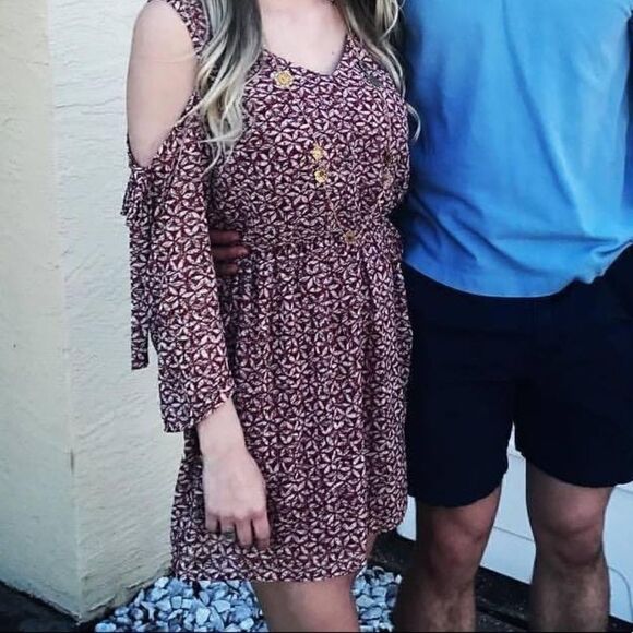 Want and Need Dresses & Skirts - Red Floral Off the Shoulders Dress Size: M